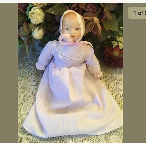Vtg Porcelain Bisque Doll Baby Handmade Clothes - Picture 7 of 8